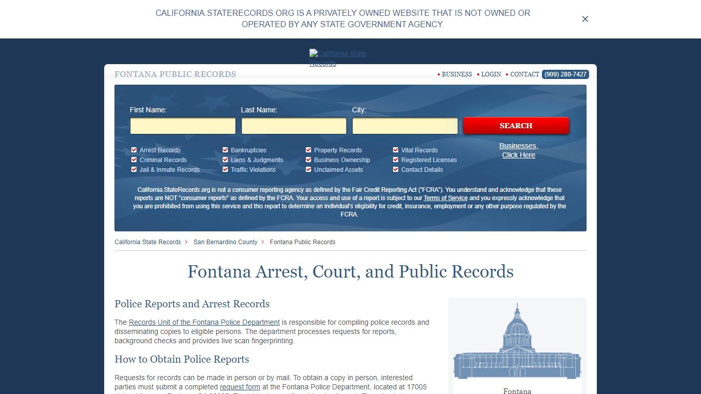 Fontana Arrest and Public Records | California.StateRecords.org